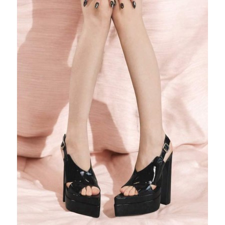 Sandales à Talons Hauts Noires Vernies – Must Have Intemporel MISS VICKY