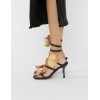 Sandales à talons argentées avec fleurs 3D – MissKcy MISS LOTUS NOIR OR