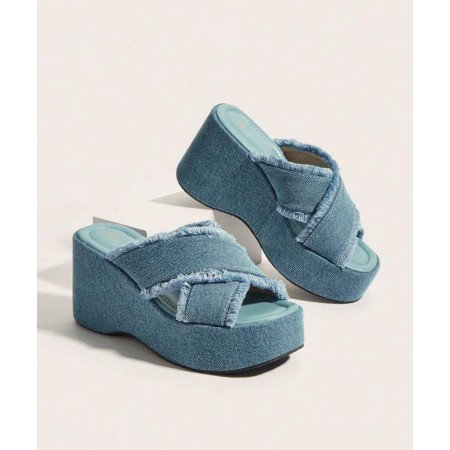 Sandales compensées en jean – Confort & style assuré MISS DENIM