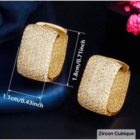 Boucles d'oreilles Zircon Cubique Gold - Soirées Mariage