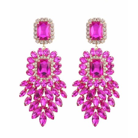 Boucles d’Oreilles Cristal Royal – Glamour Intemporel & Éclat Majestic Fuschia