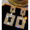 Boucles d’oreilles rectangulaires strass gold – Collection Kcy Accessory