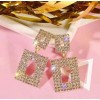 Boucles d’oreilles rectangulaires strass gold – Collection Kcy Accessory