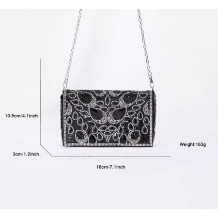 Sac de soirée luxe noir à strass – Éclat Élégant