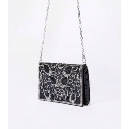 Sac de soirée luxe noir à strass – Éclat Élégant