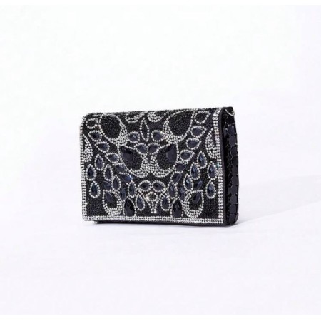 Sac de soirée luxe noir à strass – Éclat Élégant