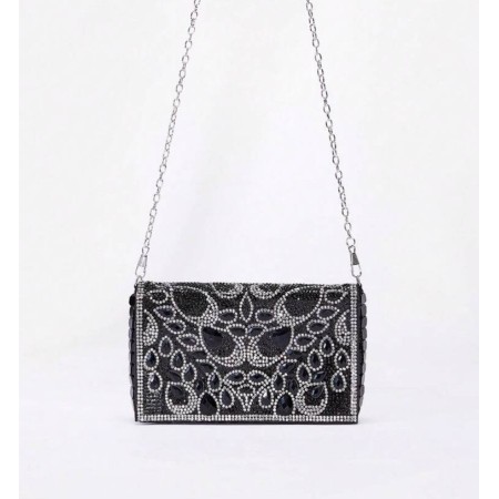 Sac de soirée luxe noir à strass – Éclat Élégant