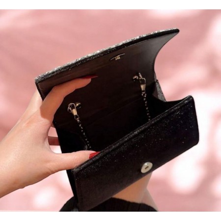 Sac de soirée luxe noir à strass – Élegancia