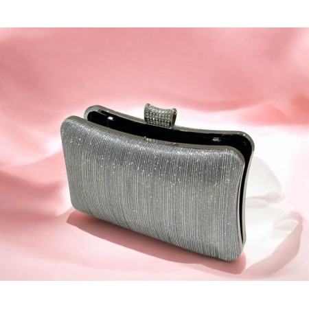 Pochette clutch cascade de strass argent – Brillance Infinie