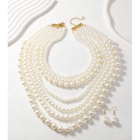 Collier Multi-Rangs de Perles – Élégance Intemporelle