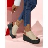 Sandales compensées de fête ultra légères – Modèle “Élégance Corde” Beige