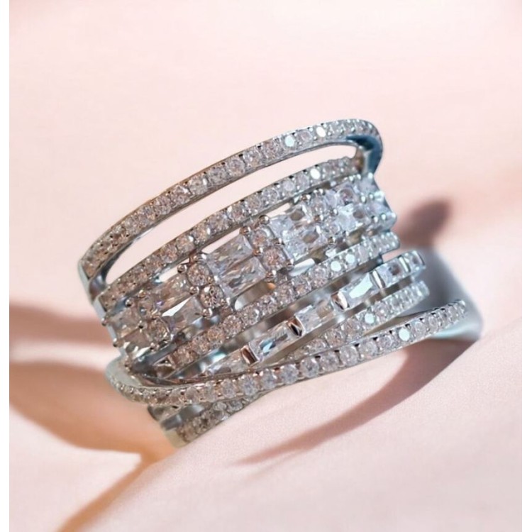💍 Bague Élégance Infinie – Argent & Zircons