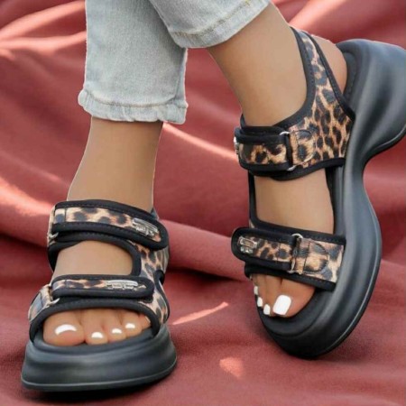 Sandales à Scratch Léopard – Confort, Style & Audace Féminine