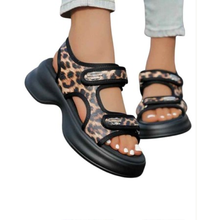 Sandales à Scratch Léopard – Confort, Style & Audace Féminine