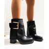 Bottines femme chic à talon confortable avec boucle dorée – Miss Kcy Shoes