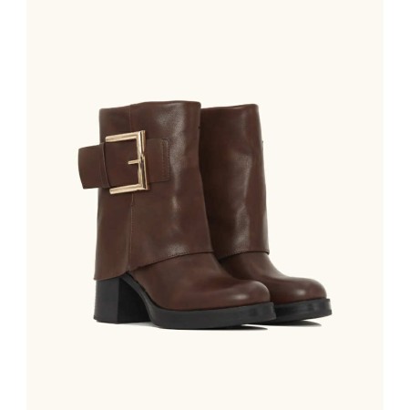 Bottines femme chic à talon confortable avec boucle dorée – Miss Kcy Shoes