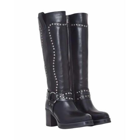 CHAUSSURES FEMME BOTTES MI HAUTES TALON CLOUTEES MISS WADE NOIR