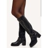 CHAUSSURES FEMME BOTTES MI HAUTES TALON CLOUTEES MISS WADE NOIR