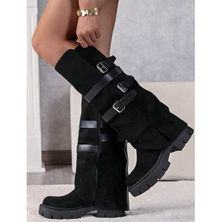 Bottes hautes avec lanières décoratives – élégance, confort et style unique. Sublimez vos tenues, commandez vite avant rupture !