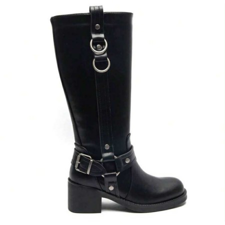 Bottines montantes noires avec boucle – style moderne et confort absolu. Sublimez vos tenues, commandez vite avant rupture !