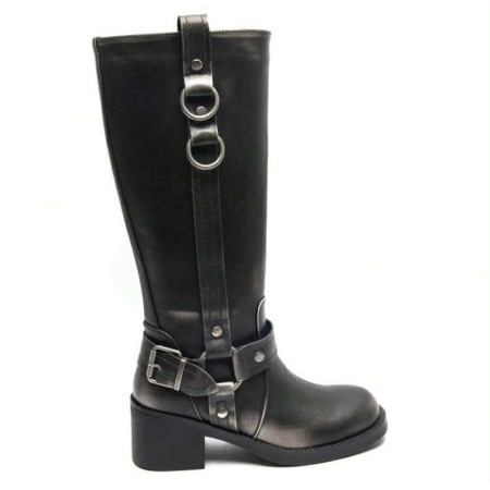 Bottines montantes noires avec boucle – style moderne et confort absolu. Sublimez vos tenues, commandez vite avant rupture !