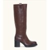 BOTTES MONTANTES TALON CARRE CHOCOLAT MISS BROWN
