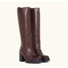 BOTTES MONTANTES TALON CARRE CHOCOLAT MISS BROWN