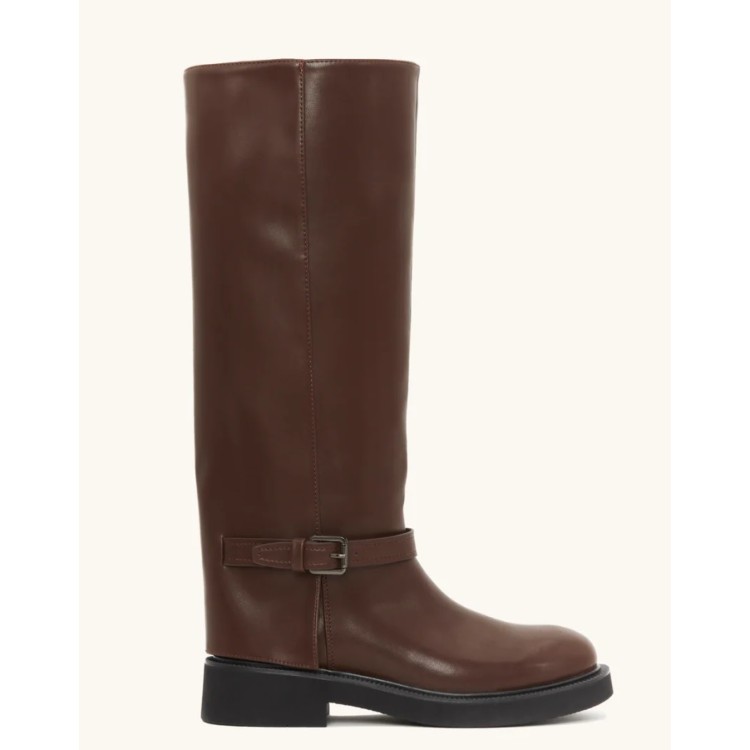 BOTTES MONTANTES CAVALIERE BOUCLE MINIMALISTE MISS NAO MARRON