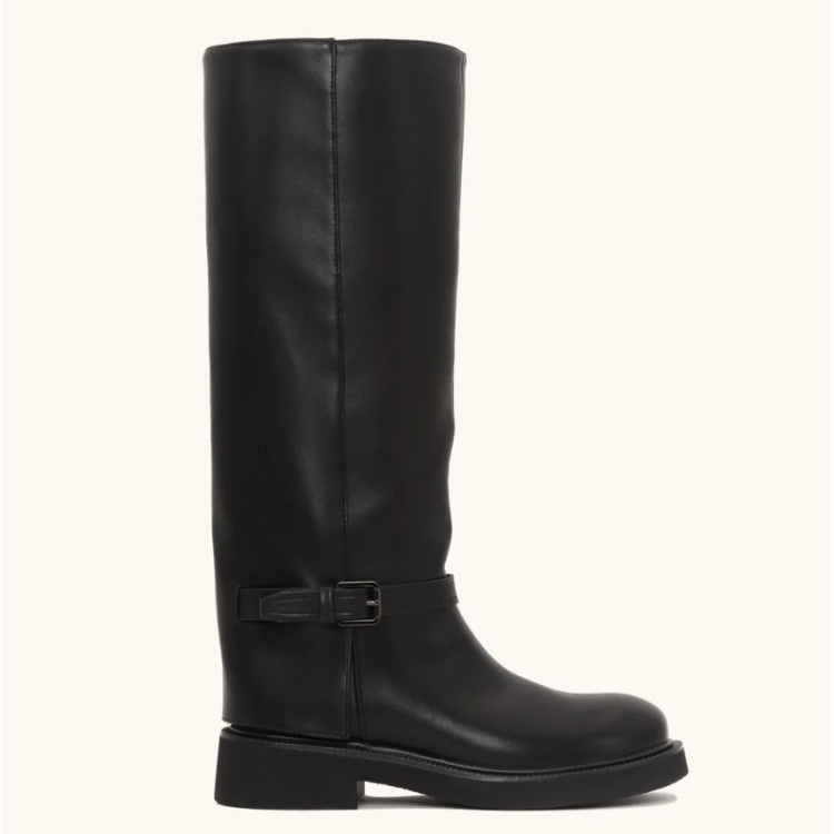 BOTTES MONTANTES CAVALIERE BOUCLE MINIMALISTE MISS NAO NOIR