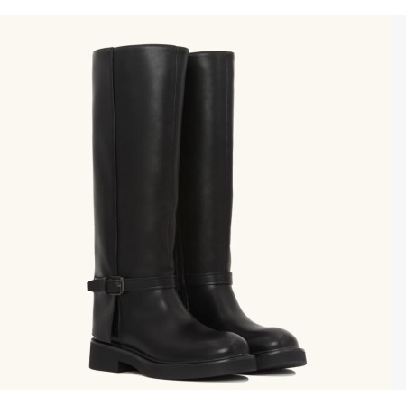 BOTTES MONTANTES CAVALIERE BOUCLE MINIMALISTE MISS NAO NOIR