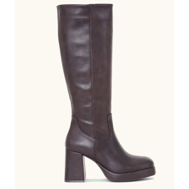 BOTTES HAUTES A TALON BLOC RETRO CHOCO MISS NICKY