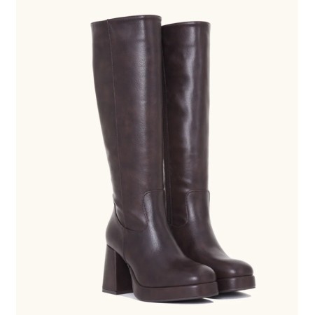 BOTTES HAUTES A TALON BLOC RETRO CHOCO MISS NICKY