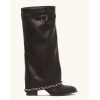 BOTTES HAUTES CHAUSSURES FEMME A REVERS AVEC DETAILS CHAINETTE DOREE MISS MARINA MARRON
