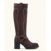 CHAUSSURES FEMME BOTTES HAUTES DETAILS CLOUTES MISS WADE CHOCO SUEDE