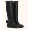CHAUSSURES FEMME BOTTES CAVALIERE NOIR BOUCLE ARGENT