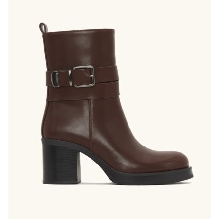 CHAUSSURES FEMME BOTTINES ELEGANTE MINIMALISTE TALON BLOC MISS MINDY MARRON