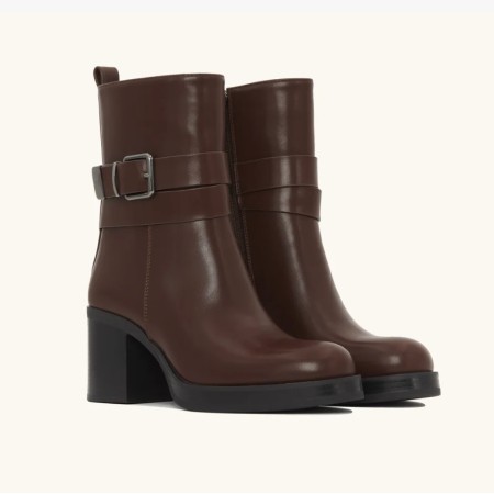 CHAUSSURES FEMME BOTTINES ELEGANTE MINIMALISTE TALON BLOC MISS MINDY MARRON