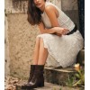 CHAUSSURES FEMME BOTTINES ELEGANTE MINIMALISTE TALON BLOC MISS MINDY MARRON