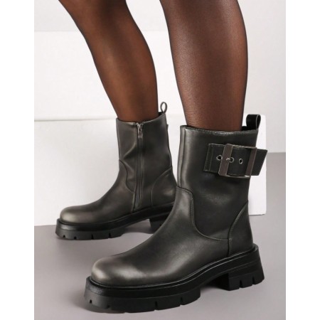 CHAUSSURES FEMME BOTTES BOTTINES BOUCLE MISS BAOLI ARGENT