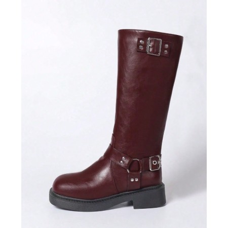 CHAUSSURES FEMME BOTTES HAUTES ROUGE BORDEAU BICKER MISS ADRIAN