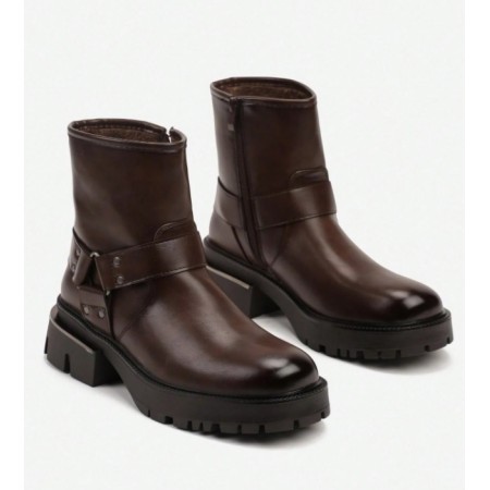 CHAUSSURES FEMME BOTTINES COURTES BICKER MINIMALIST MISS GABRIELLE MARRON
