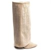 BOTTES HAUTES WESTERN FEMME – BRODERIE ÉLÉGANTE, BOUT POINTU ET TALON CONFORTABLE MISS BRENDA BEIGE