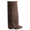 BOTTES HAUTES WESTERN FEMME – BRODERIE ÉLÉGANTE, BOUT POINTU ET TALON CONFORTABLE MISS BRENDA CHOCO