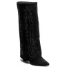 BOTTES HAUTES WESTERN FEMME – BRODERIE ÉLÉGANTE, BOUT POINTU ET TALON CONFORTABLE MISS BRENDA NOIR
