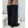 BOTTES HAUTES WESTERN FEMME – BRODERIE ÉLÉGANTE, BOUT POINTU ET TALON CONFORTABLE MISS BRENDA NOIR