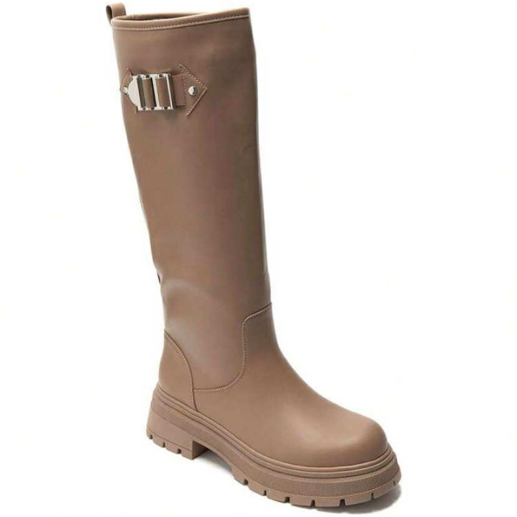 BOTTES GOMME BOUCLE ARGENT – STYLE TENDANCE ET CONFORT ASSURÉ MISS NATHY BEIGE