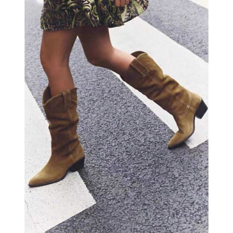 BOTTES WESTERN FEMME – SIMILI CUIR HAUTE QUALITÉ MISS MARKEL TAUPE