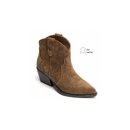 BOOTS WESTERN FEMME EN CUIR SUÉDÉ – STYLE COWBOY CHIC MISS MARINA CAMEL