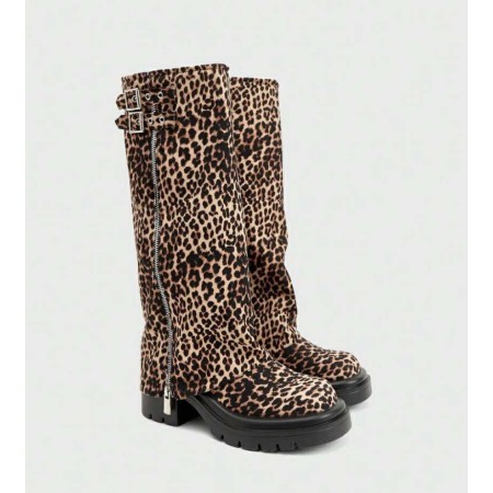 BOTTES HAUTES LÉOPARD FEMME – STYLE BIKER FÉLINE ET ORIGINALE MISS ORLANE