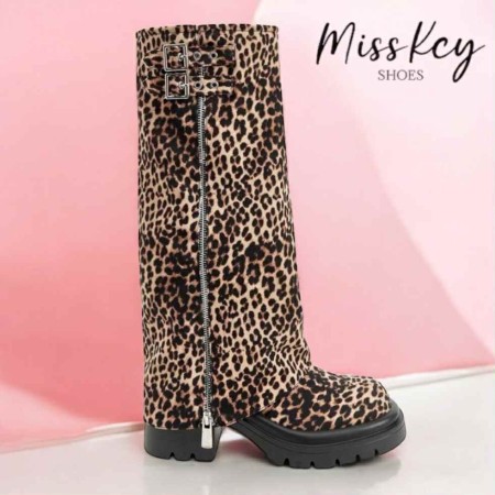 BOTTES HAUTES LÉOPARD FEMME...